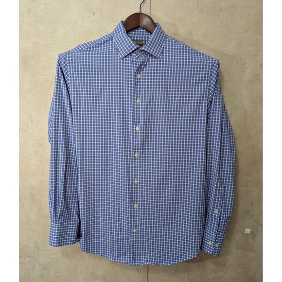 Peter Millar Southern Comfort Shirt Men’s L Blue Plaid Button Up Preppy - Picture 2 of 8